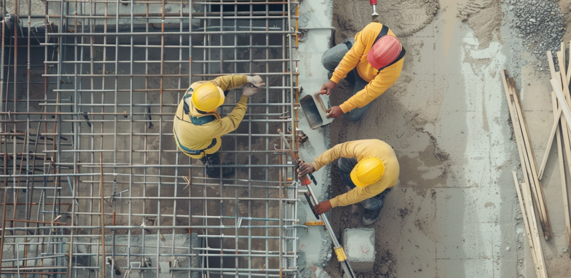 Construction workers fixing steel reinforcement on site - Building Safety Act compliance