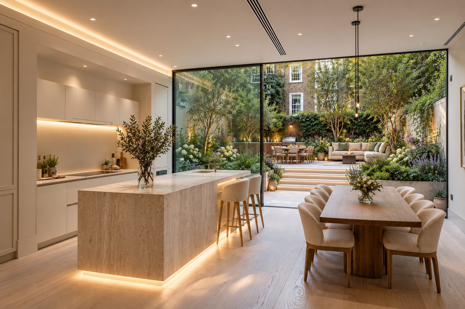 Kitchen Extensions in London: Costs, Planning and Design Ideas 3 Design concept: modern open plan kitchen extension with full-height glazing overlooking a London garden